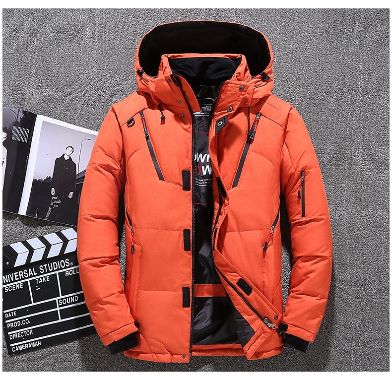 Men's Hiking Puffer Down Jacket Hoodie Jacket Ski Jacket Winter Outdoor Thermal Warm Windproof Lightweight Breathable Winter Jacket Trench Coat Top Cotton Camping Hunting Snowboard Black Blue Orange 2023 - US $71.99 &ndash;P14