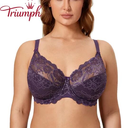 Triumph - (3 komada) izuzetan čipkasti grudnjak s velikim V košaricama [75A-110E]