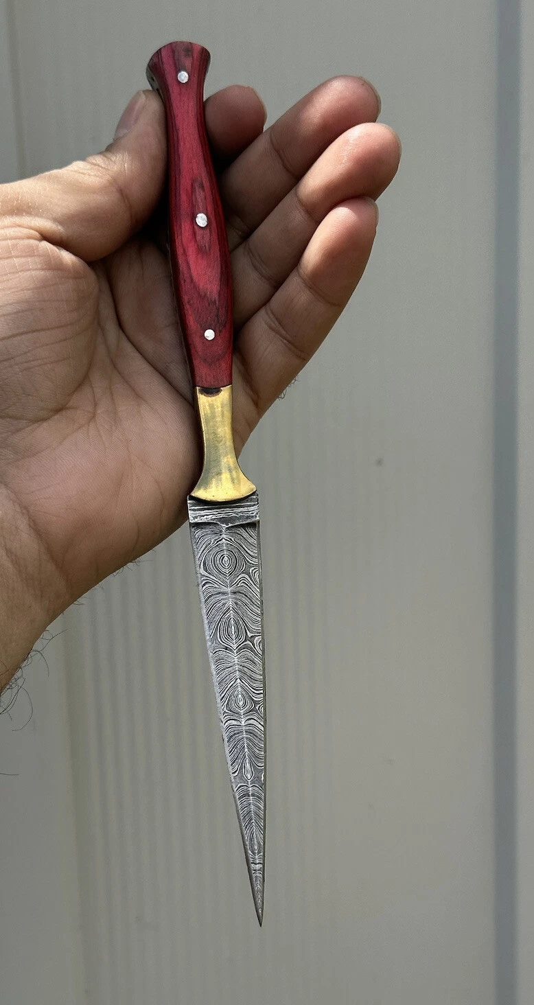 ręcznie robiony sztylet myśliwski ze stali damasceńskiej, nóż ze stałym ostrzem, nóż do butów, dwustronny EDC