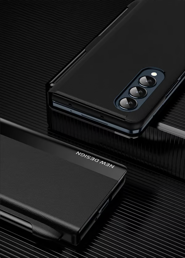 Luxus, galvanizált bőr mágneses telefontok telefon állvánnyal, ceruzával, ceruza nyílással és zsanérral Galaxy Z Fold3/4/5/6készülékhez