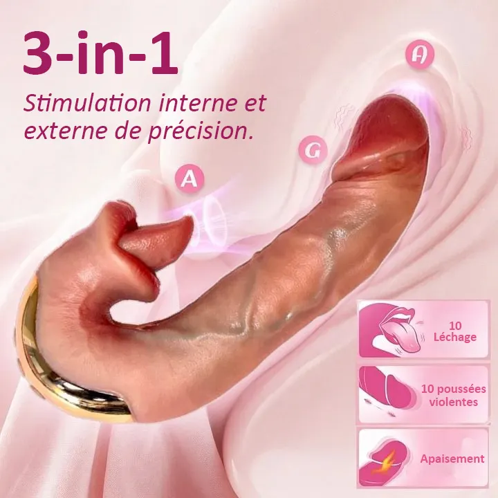 Athena – 3 az 1-ben lökő és nyalogató vibrátor – MI-alapú alkalmazással vezérelt, melegíthető G-pont-stimulátor 10-féle nyalogató üzemmóddal