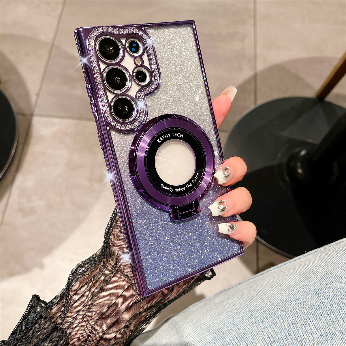 Samsung strasszból galvanizált mágneses tartó ütésgátló védőtok