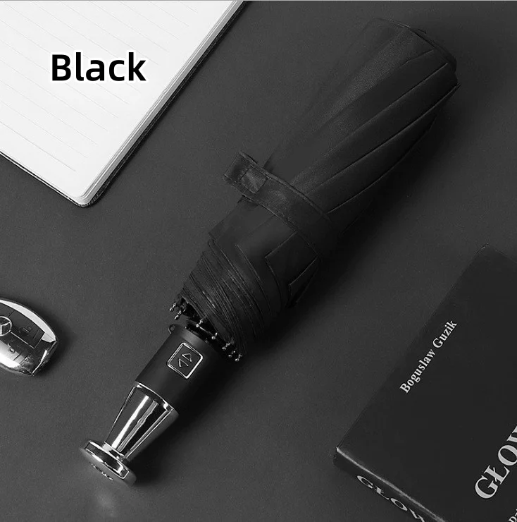 Autó logó VIP üzleti összecsukható 10 csontos fekete műanyag esernyő