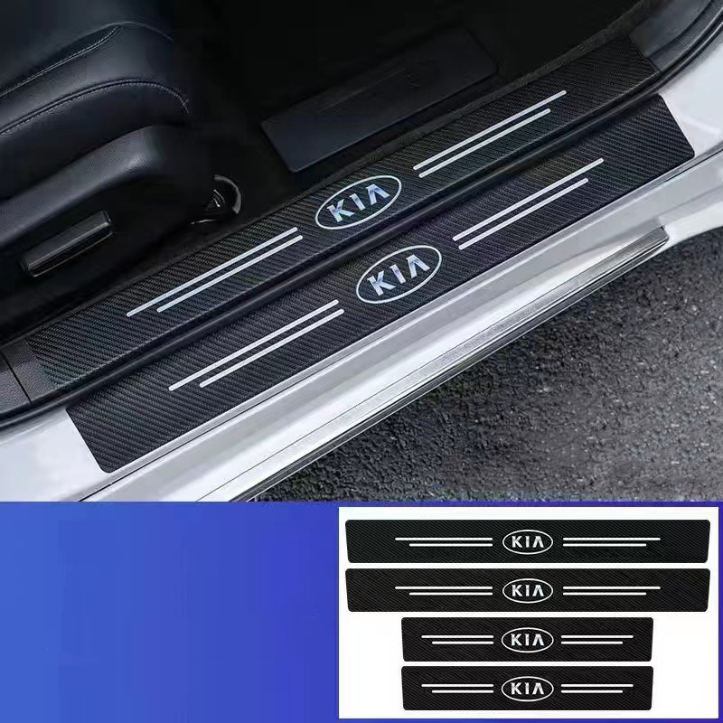 🔥 Forró eladás🔥Exkluzív logó🔥Autó szénszálas bőr küszöblécek (4 DB)