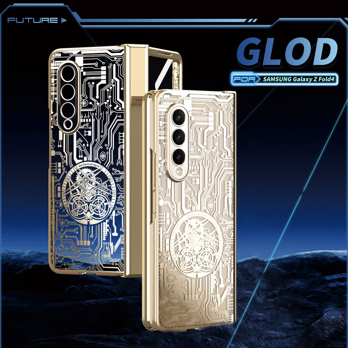 Samsung Z FOLD 5/4/3 galvanizált átlátszó mechanikus leesésgátló mobiltelefon tok