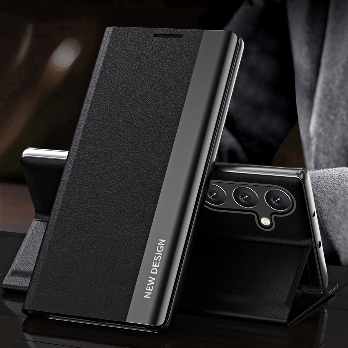 Luxus, galvanizált bőr mágneses telefontok Samsung S25,24,23,22,21 Ultra Plus készülékhez