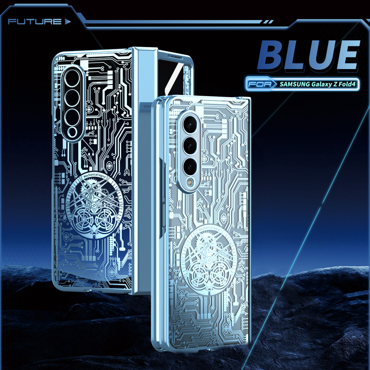 Samsung Z FOLD 5/4/3 galvanizált átlátszó mechanikus leesésgátló mobiltelefon tok