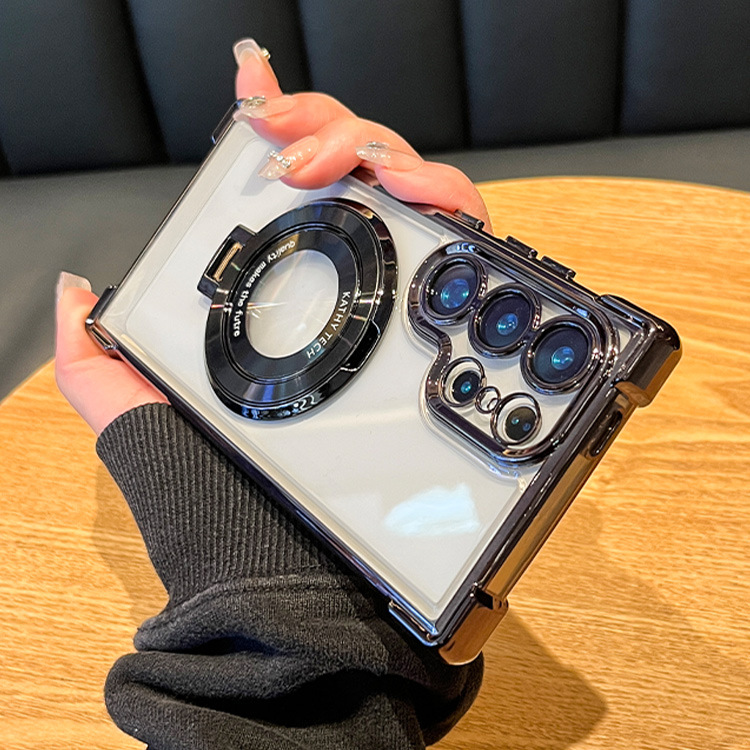 Alkalmas Samsung sorozatú galvanizált mágneses gradiens csillogó mobiltelefon-tokhoz