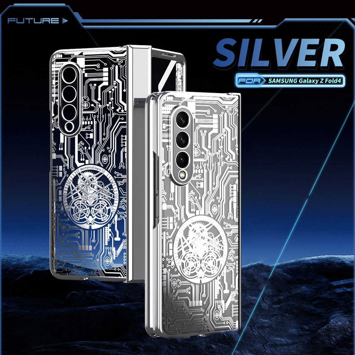 Samsung Z FOLD 5/4/3 galvanizált átlátszó mechanikus leesésgátló mobiltelefon tok