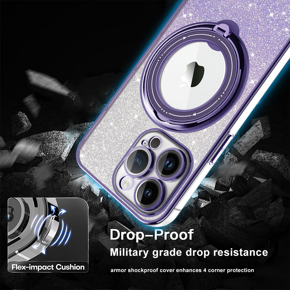 📱Elektromos mágneses csillogó iPhone tok láthatatlan állvánnyal