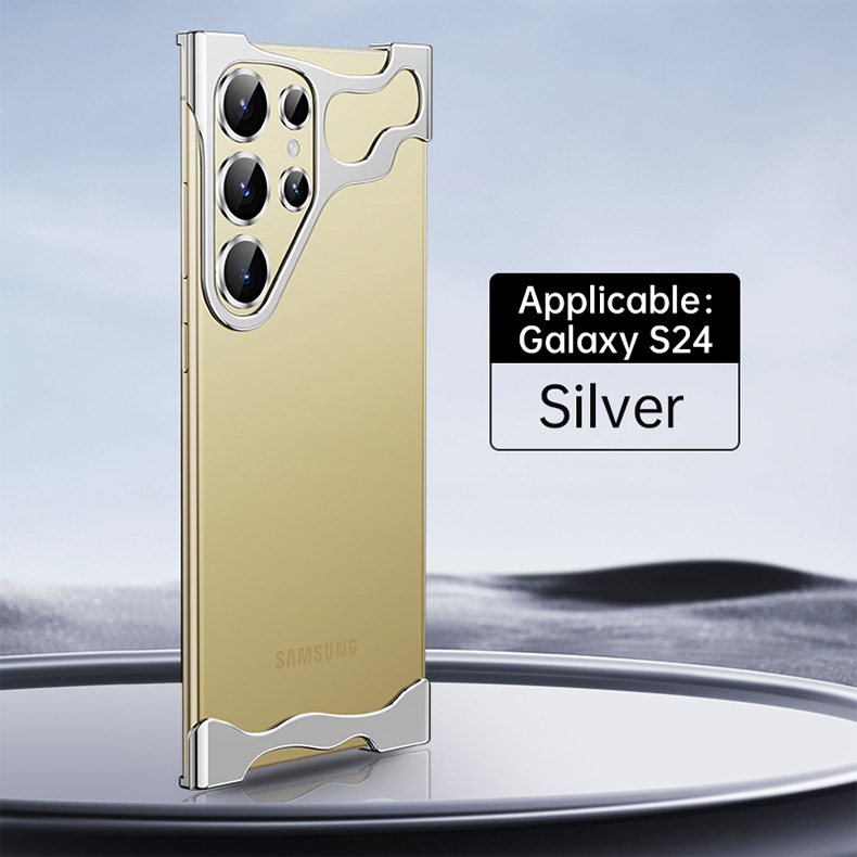 Keret nélküli alumínium ötvözet fém sarokpárna esésgátló telefontok objektívvédő fóliával Samsung Galaxy készülékhez