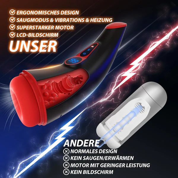 Elektromos maszurbátor LCD kijelzővel és 9 szívó- és rezgési móddal