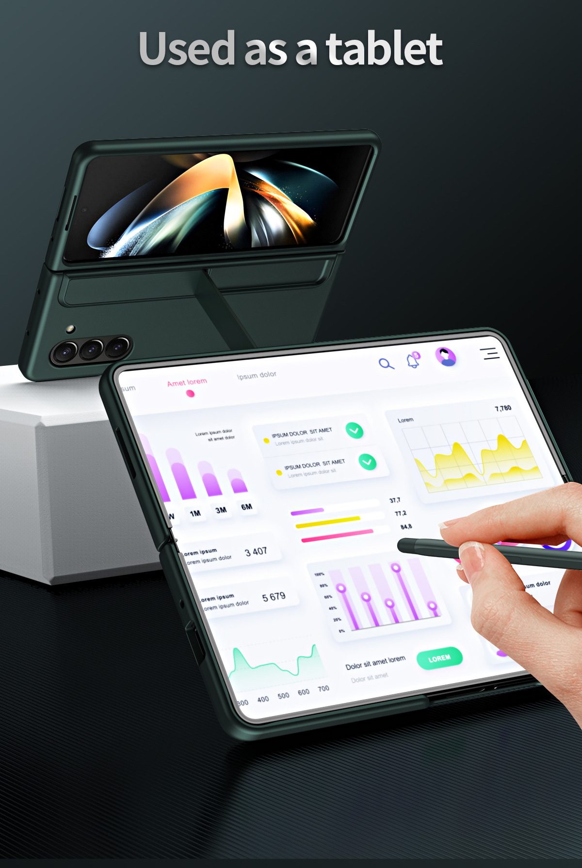 Alkalmas Samsung Z összecsukható tolltartó hez, láthatatlan konzolhoz, kettő az egyben összecsukható telefontokhoz