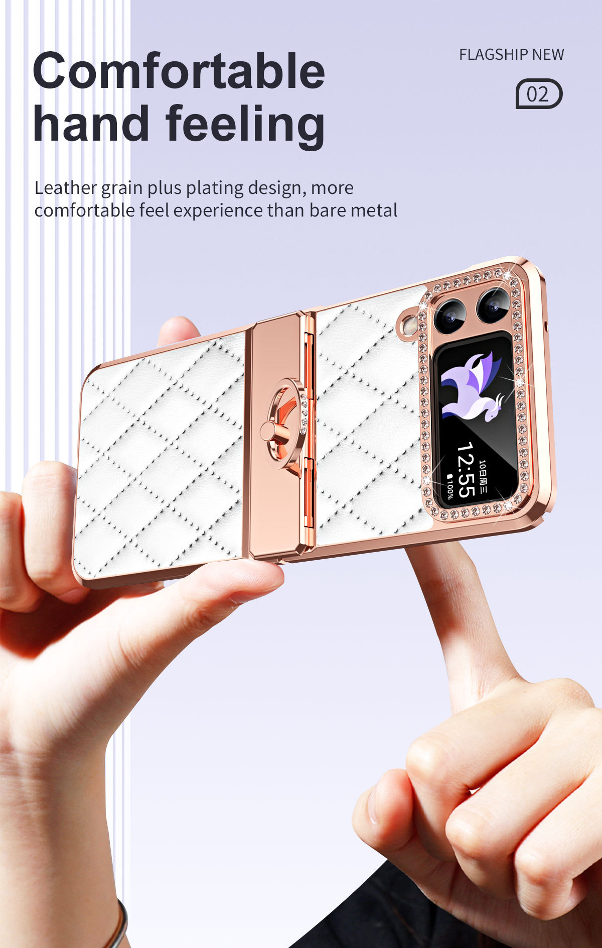 Samsung Galaxy Z Flip 5G csuklós bőr leesésgátló tok