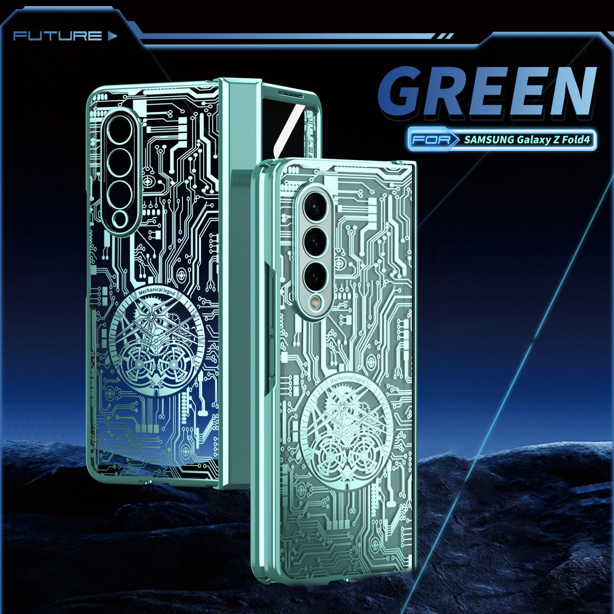 Samsung Z FOLD 5/4/3 galvanizált átlátszó mechanikus leesésgátló mobiltelefon tok