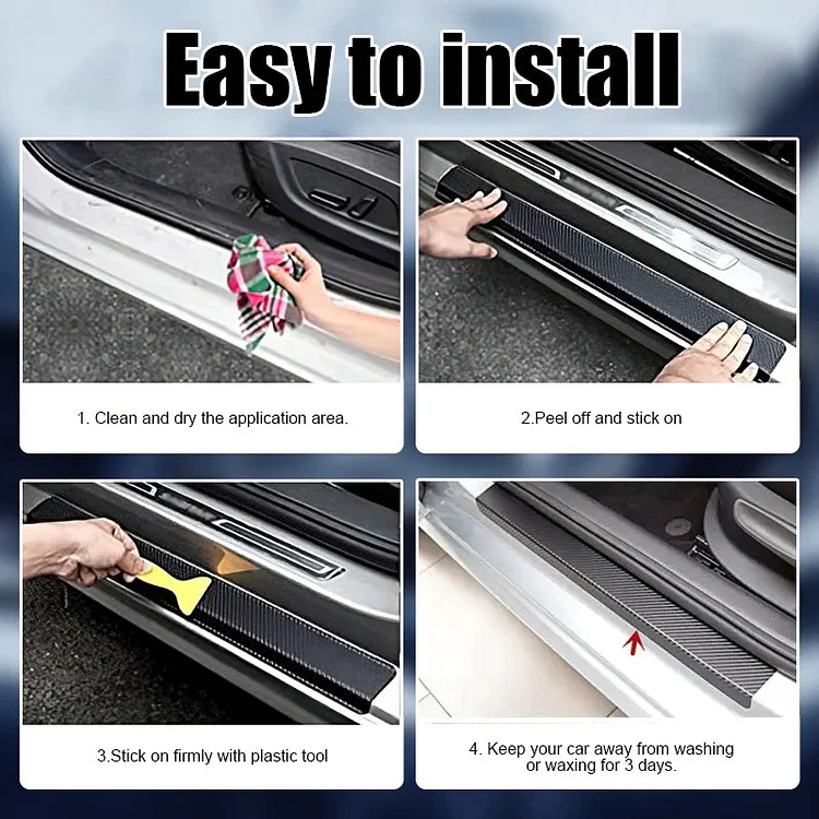 🔥 Forró eladás🔥Exkluzív logó🔥Autó szénszálas bőr küszöblécek (4 DB)