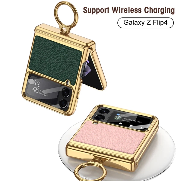Samsung Galaxy Z Flip4 Flip3 5G μαγνητική δερμάτινη θήκη με μεντεσέ