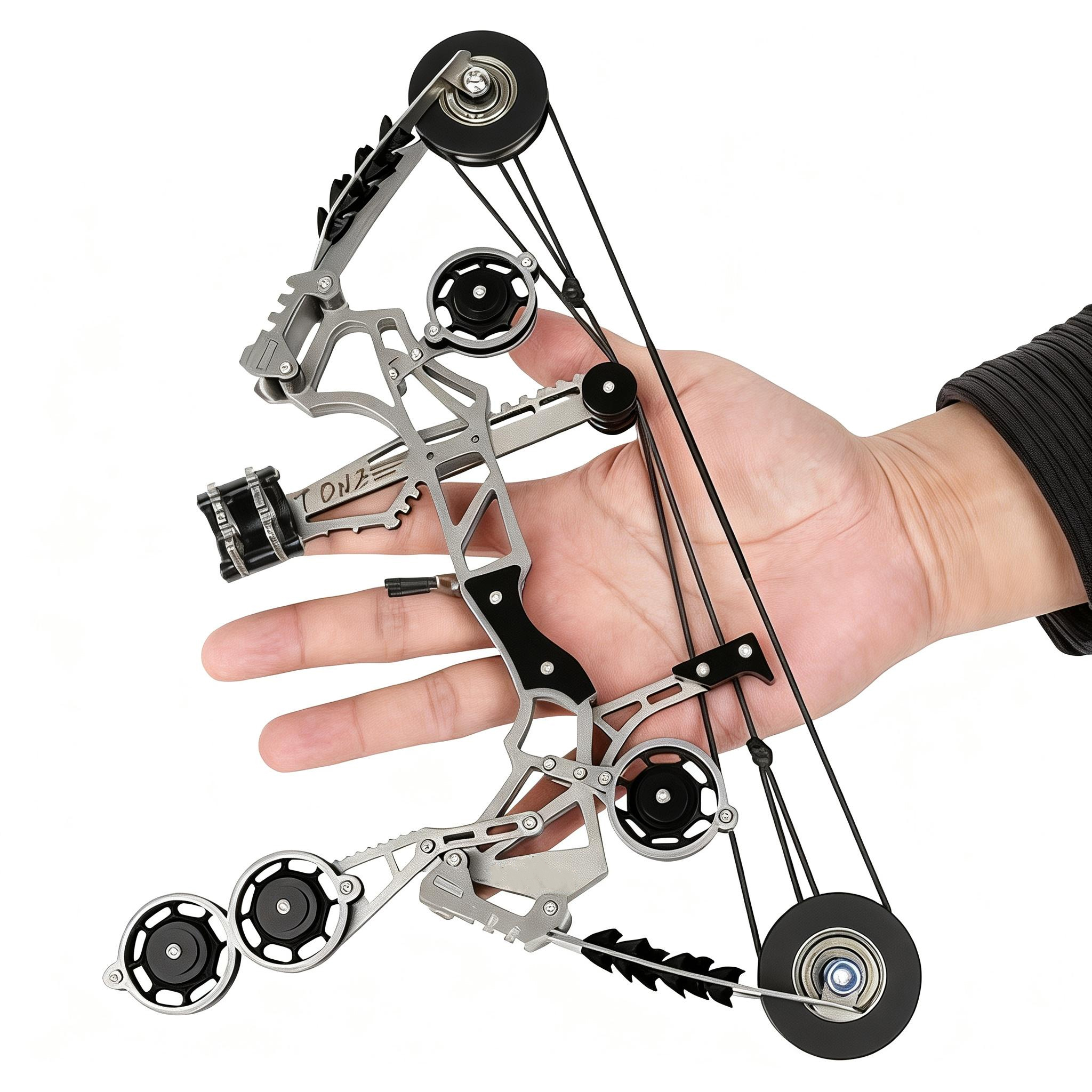 Sport-Partner Stainless Steel Unisex Mini Compound Bow and Arrows Set, Beginner Archery Practice Gear, Fun Holiday Gift Collectible Toy