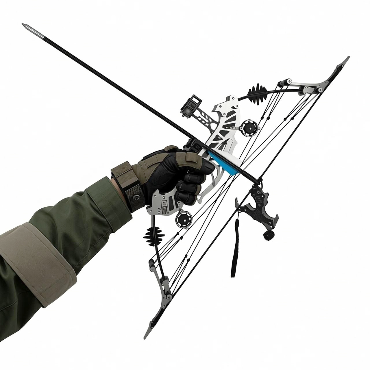Ambidextrous Compound Bow and Arrow Set with Bow Release Aid and 8 Feathered Arrows - Perfect for Beginner Target Practice & Best Holiday Gift， Adaptable Archery Hunting Release