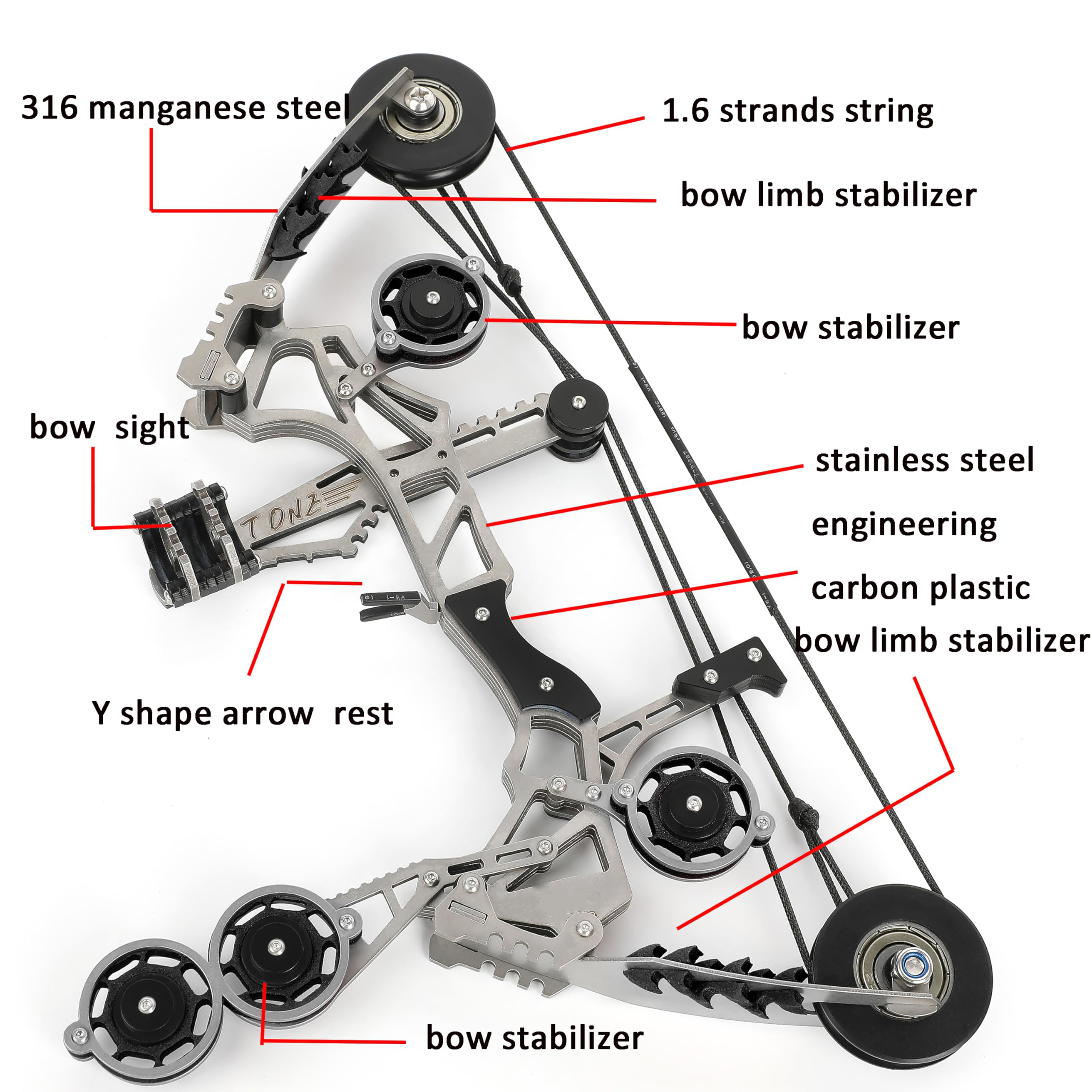 Sport-Partner Stainless Steel Unisex Mini Compound Bow and Arrows Set, Beginner Archery Practice Gear, Fun Holiday Gift Collectible Toy