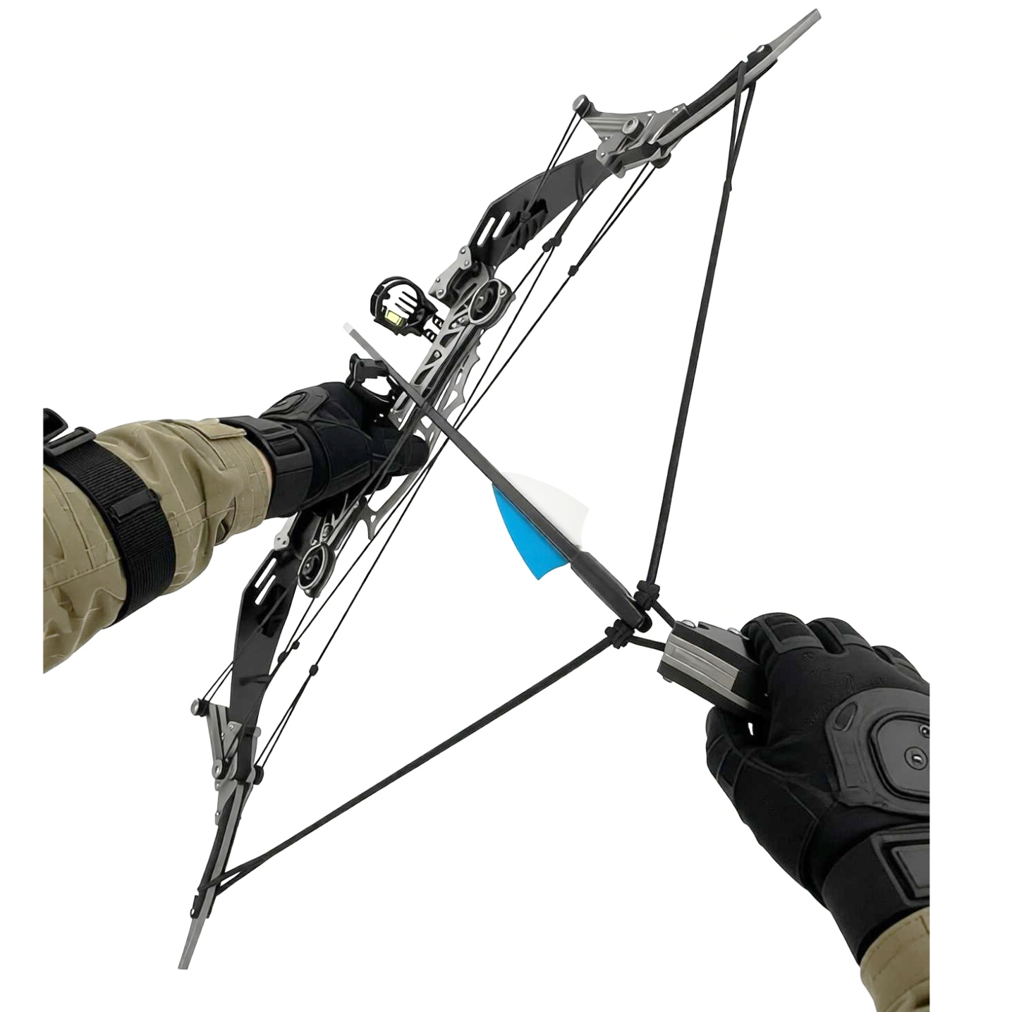 Ambidextrous Compound Bow and Arrow Set with Bow Release Aid and 8 Feathered Arrows - Perfect for Beginner Target Practice & Best Holiday Gift， Adaptable Archery Hunting Release