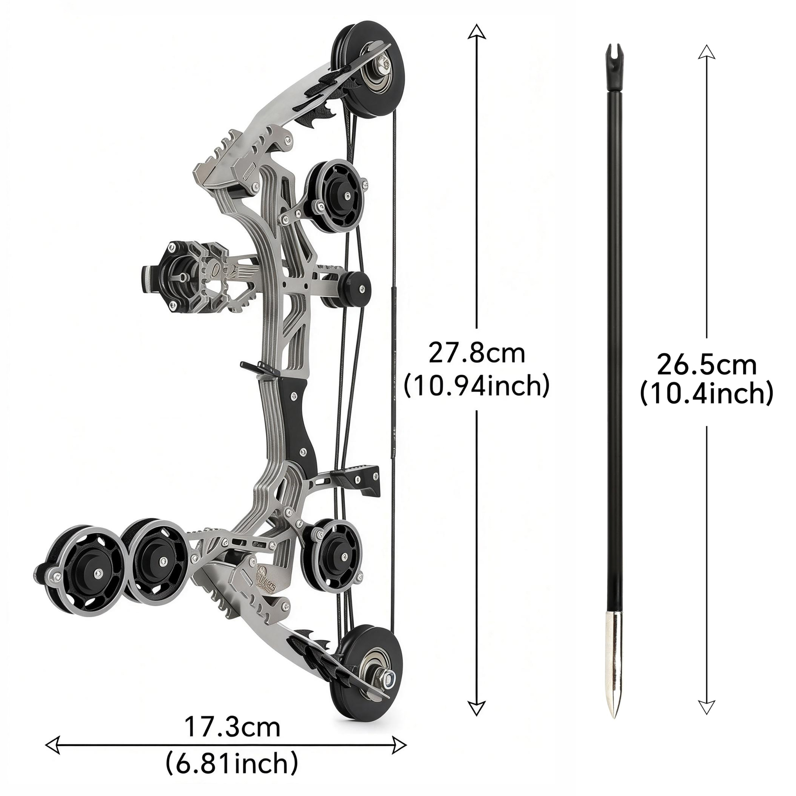 Sport-Partner Stainless Steel Unisex Mini Compound Bow and Arrows Set, Beginner Archery Practice Gear, Fun Holiday Gift Collectible Toy