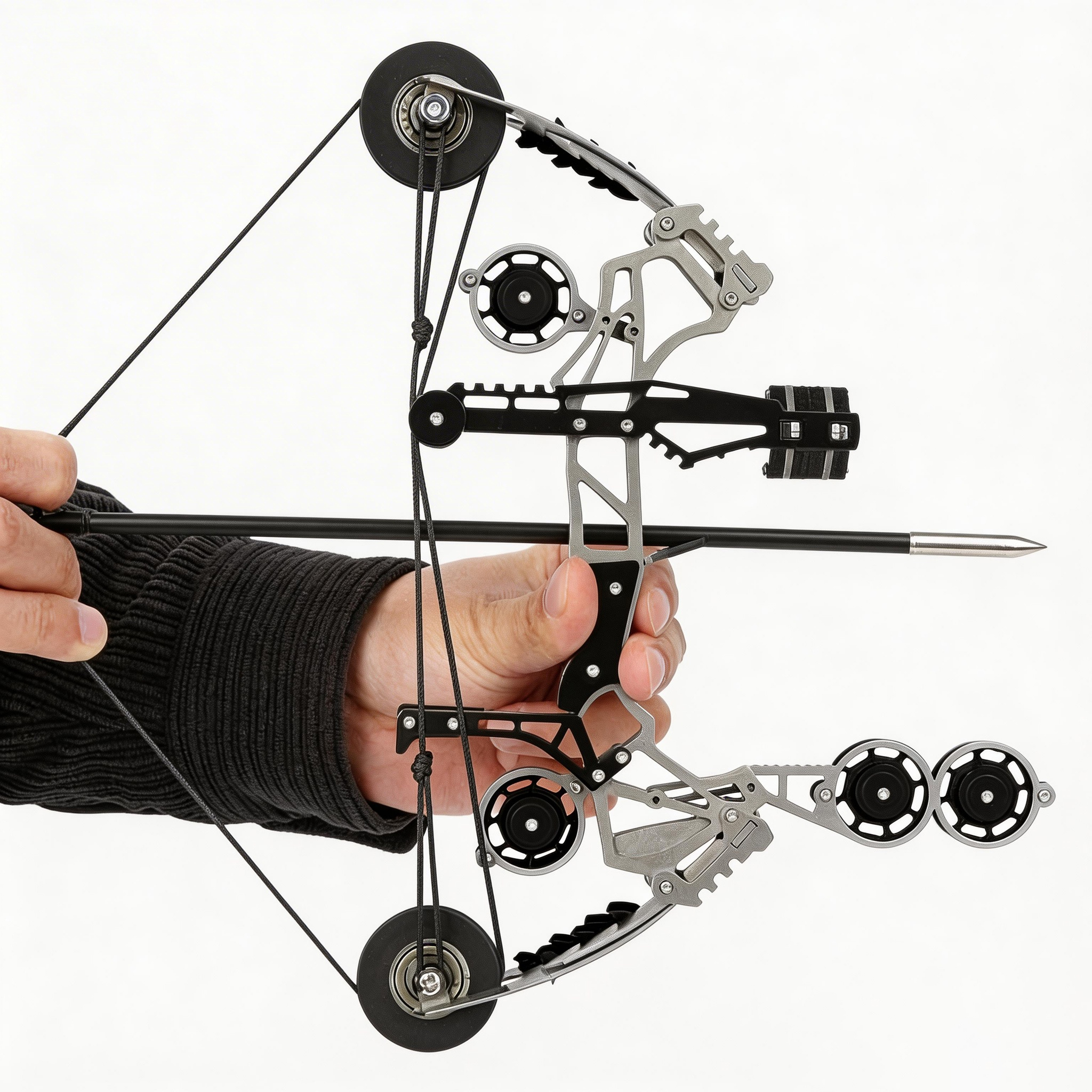 Sport-Partner Stainless Steel Unisex Mini Compound Bow and Arrows Set, Beginner Archery Practice Gear, Fun Holiday Gift Collectible Toy