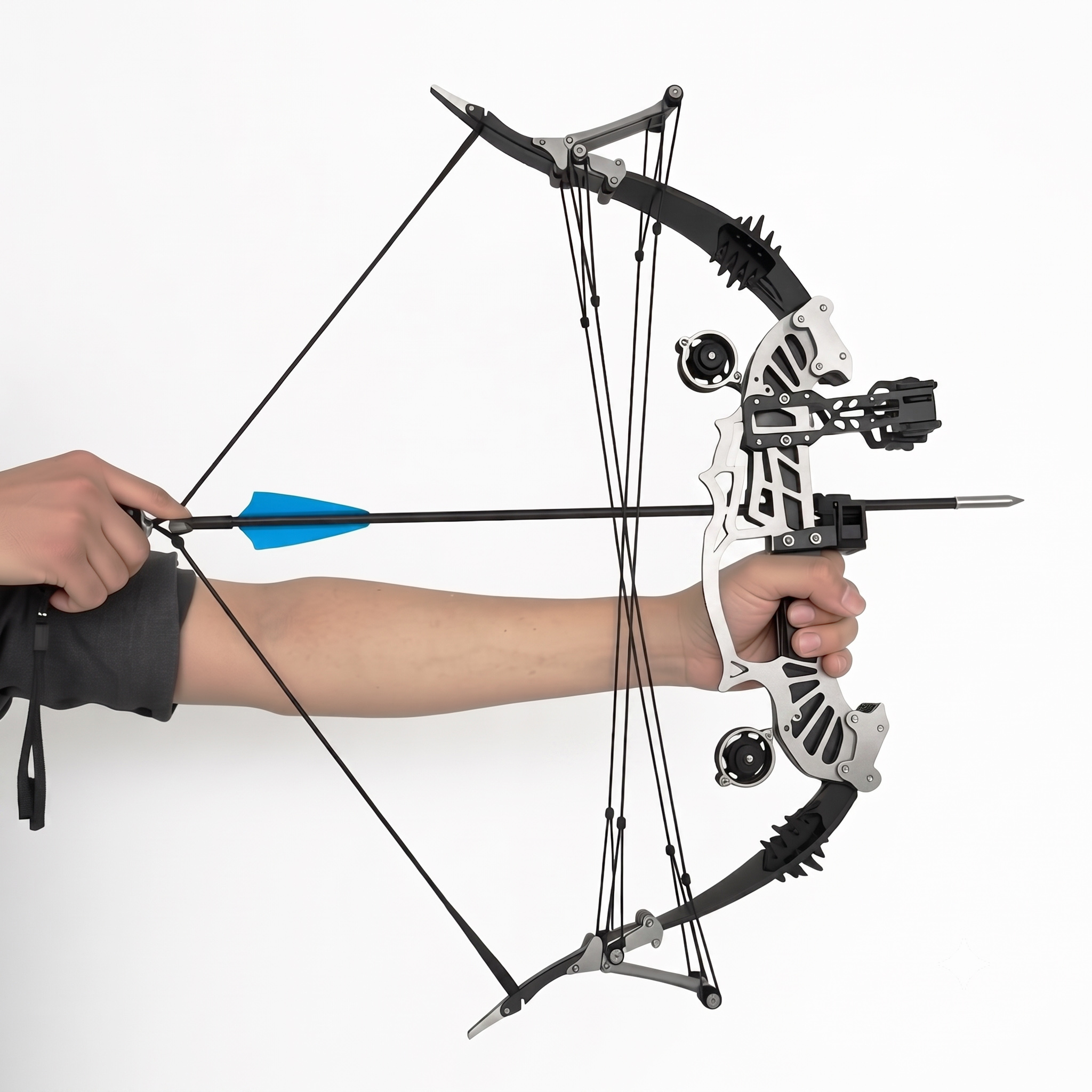 Sport-Partner Ambidextrous Compound Bow and Arrow Set with Bow Release Aid and 8 Feathered Arrows - Perfect for Beginner Target Practice & Best Holiday Gift， Adaptable Archery Hunting Release