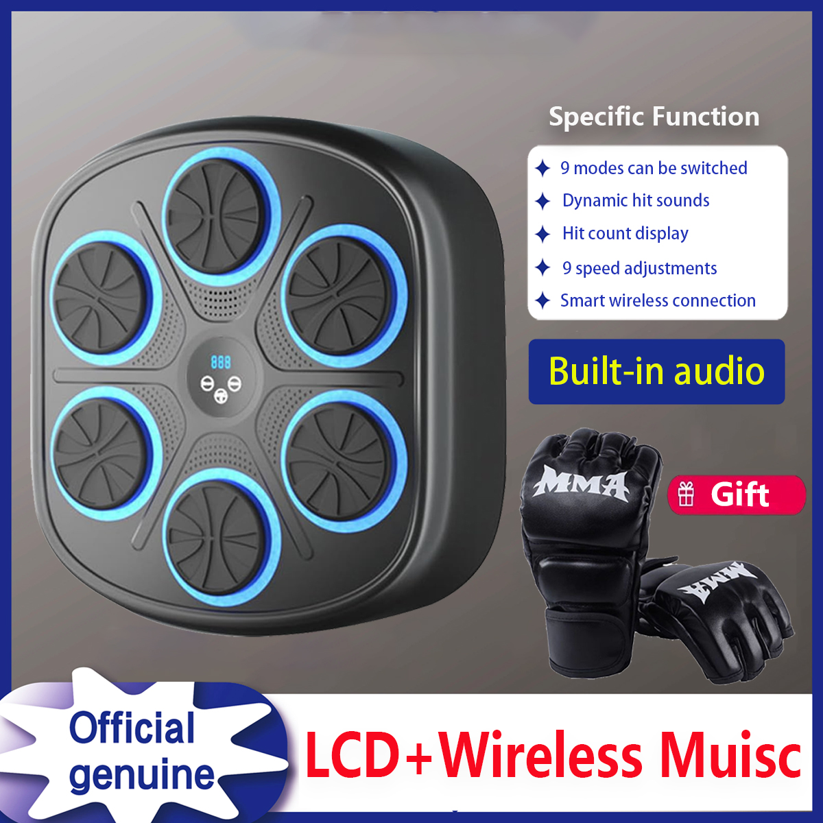 HoldBody Smart Music Boxing Machine Wall Target LED Lighted Sandbag Relaxing Reaction Training Target For Boxing Sports Agility Reaction