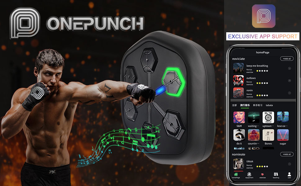  ONEPUNCH Smart Boxing Machine Wall Mounted, Music Boxing  Machine with LED, Electronic Punching Machine with Phone Holder & Boxing  Gloves for Home Exercise Stress Release Boxing Game : Sports 