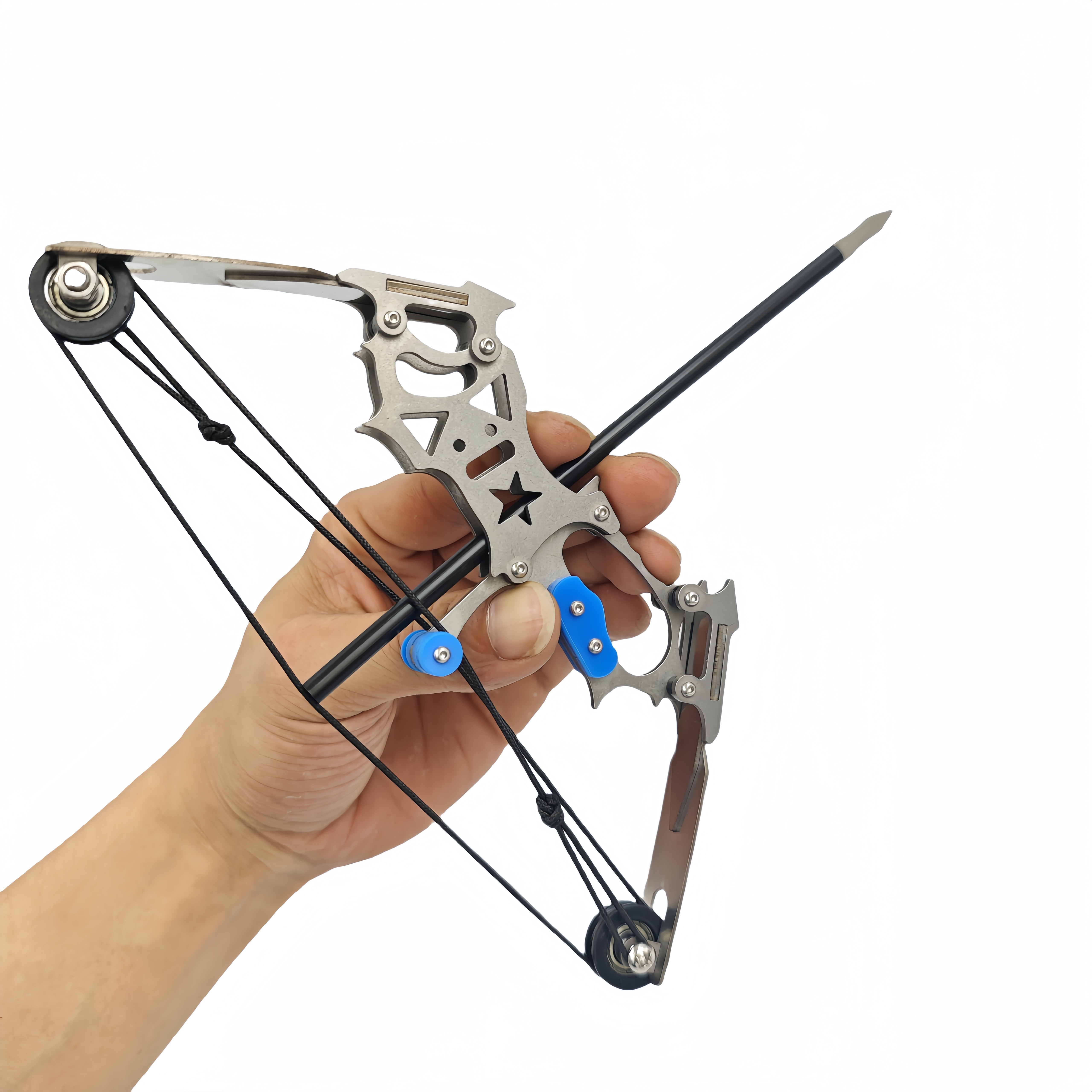 Sport-Partner Stainless Steel Unisex Mini Compound Bow and Arrows Set, Beginner Archery Practice Gear, Fun Holiday Gift Collectible Toy