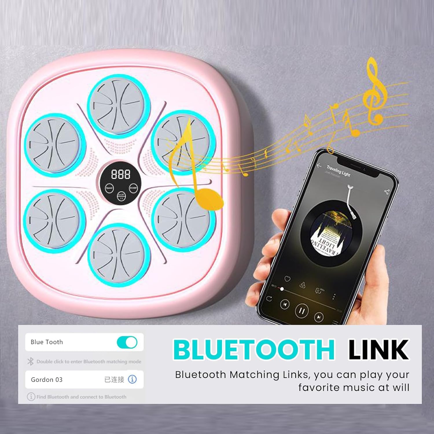 HoldBody Smart Music Boxing Machine Wall Target LED Lighted Sandbag Relaxing Reaction Training Target For Boxing Sports Agility Reaction