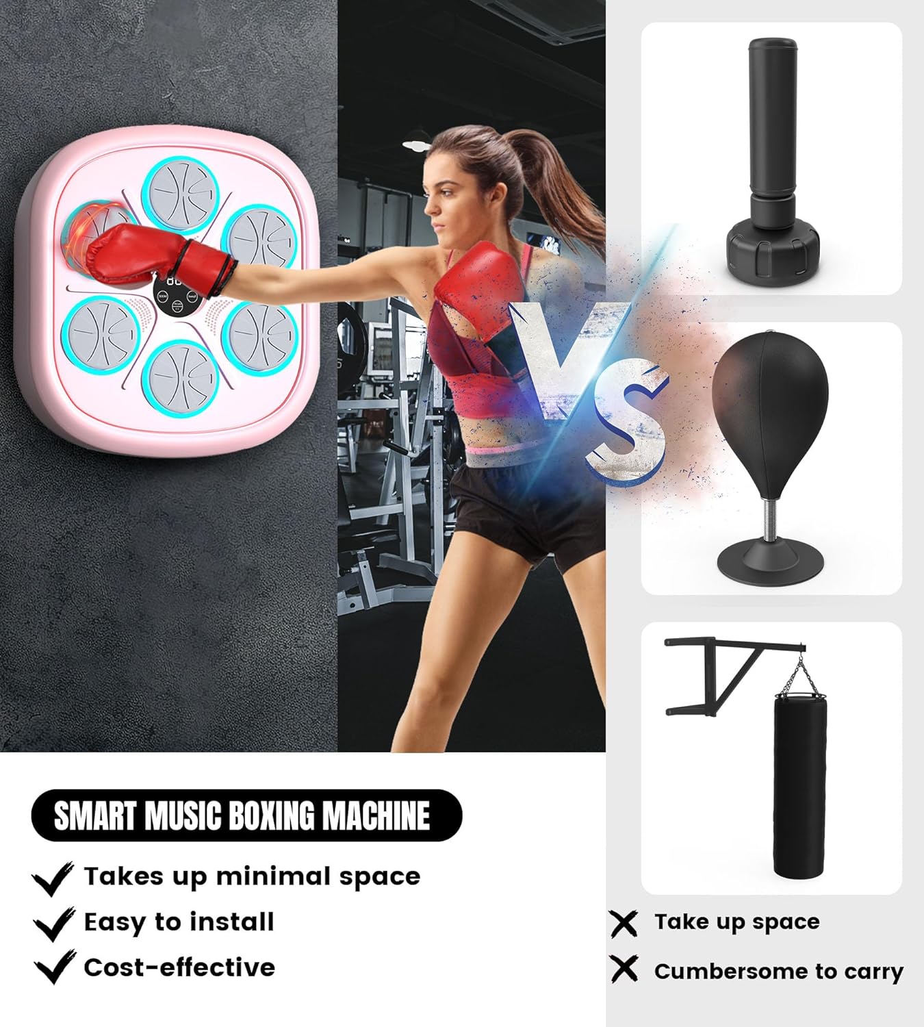 HoldBody Smart Music Boxing Machine Wall Target LED Lighted Sandbag Relaxing Reaction Training Target For Boxing Sports Agility Reaction