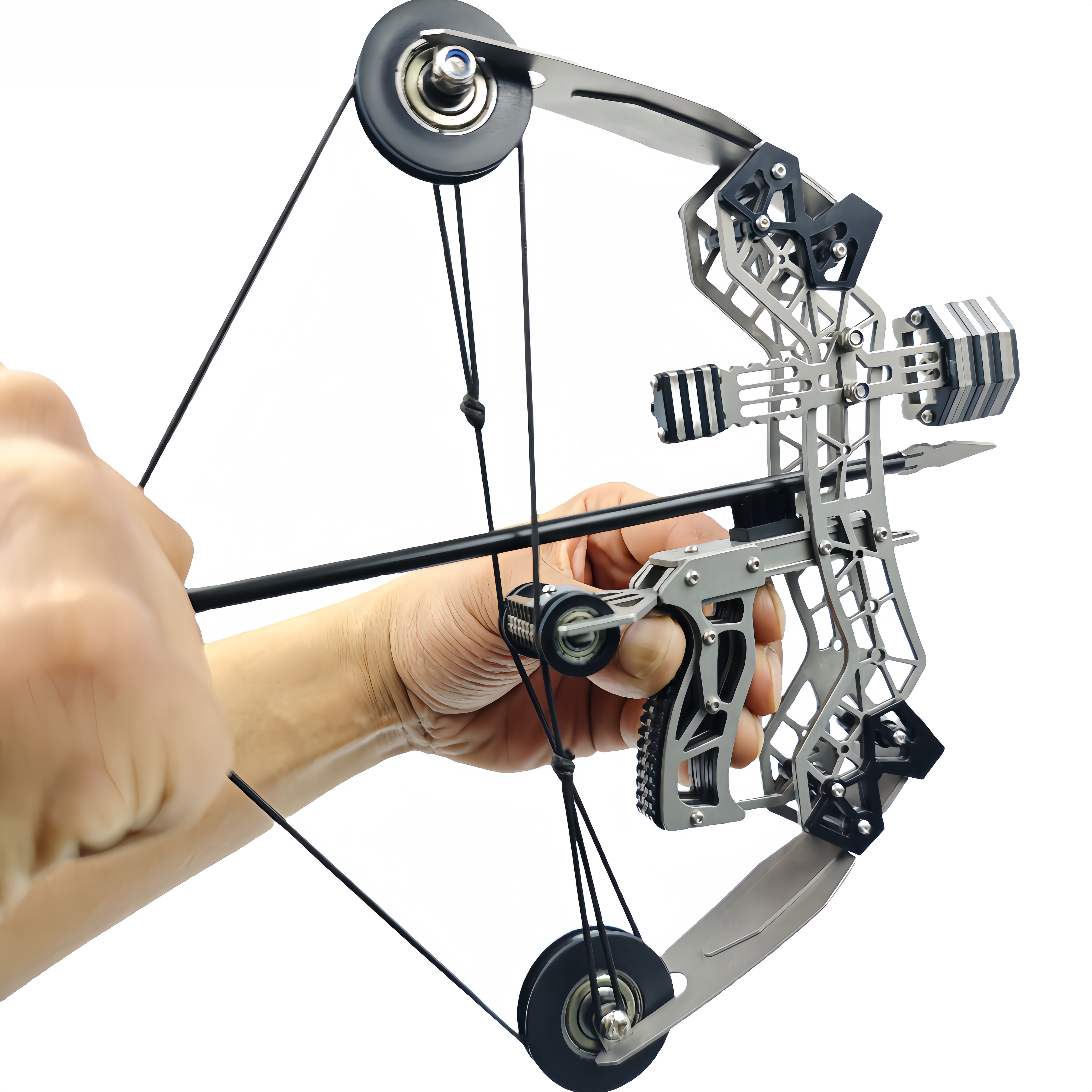 Sport-Partner Stainless Steel Mini Compound Bow and Arrow Toy Set with 8 Arrows, Compact Durable Archery Gear for Beginners’ Practice, Teen Boy Gift