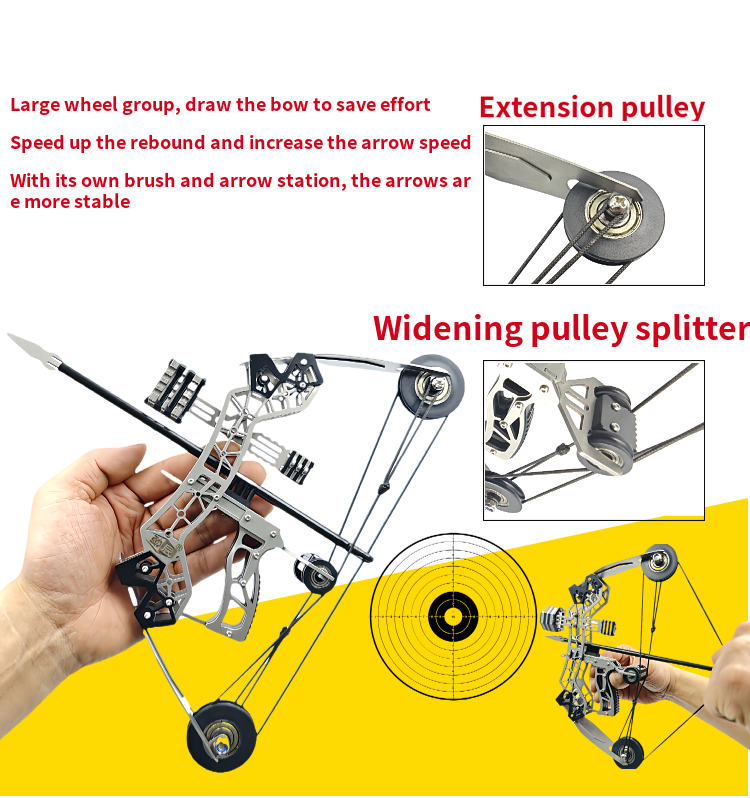 Sport-Partner Stainless Steel Mini Compound Bow and Arrow Toy Set with 8 Arrows, Compact Durable Archery Gear for Beginners’ Practice, Teen Boy Gift