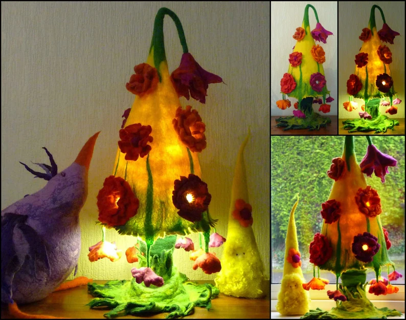 Waldorf inspired - felted flower lamp【BUY 2 FREE SHIPPING】