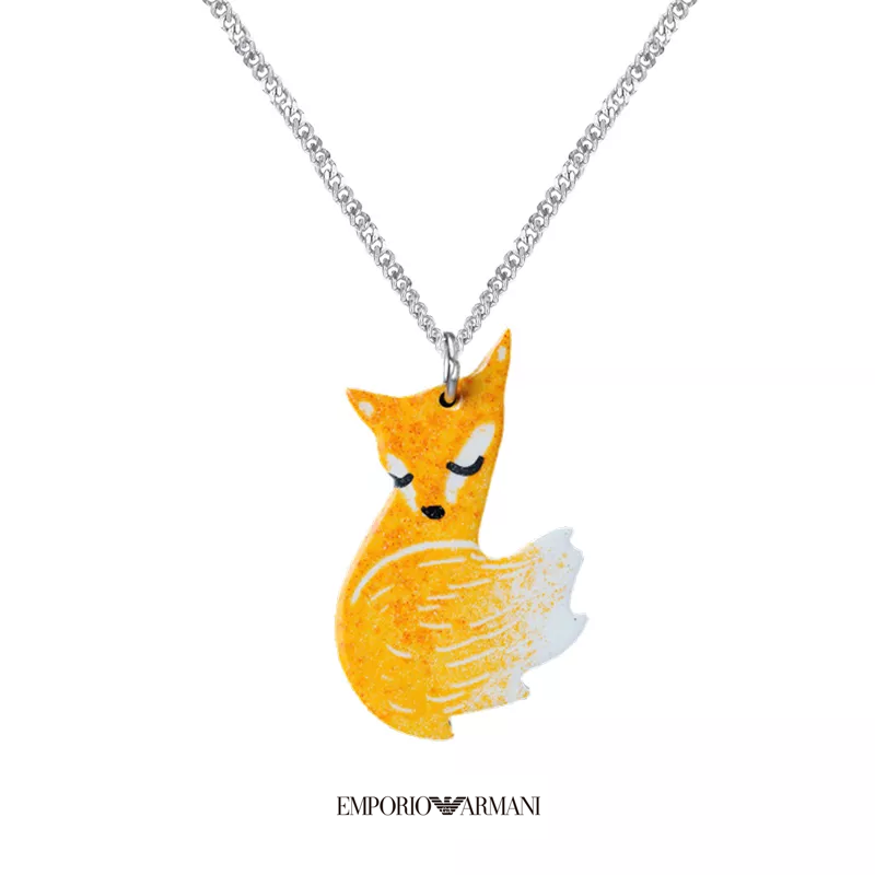 "Fox Falls in Love with a Wolf" Couple Snuggle Necklace