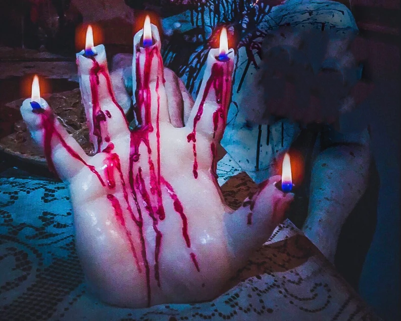 Bleeding Hand Candle - Candle Horror Decor - Creepy Candles