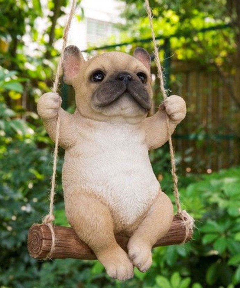French Bulldog on Swing Statue | Home Decor, Garden Decor |