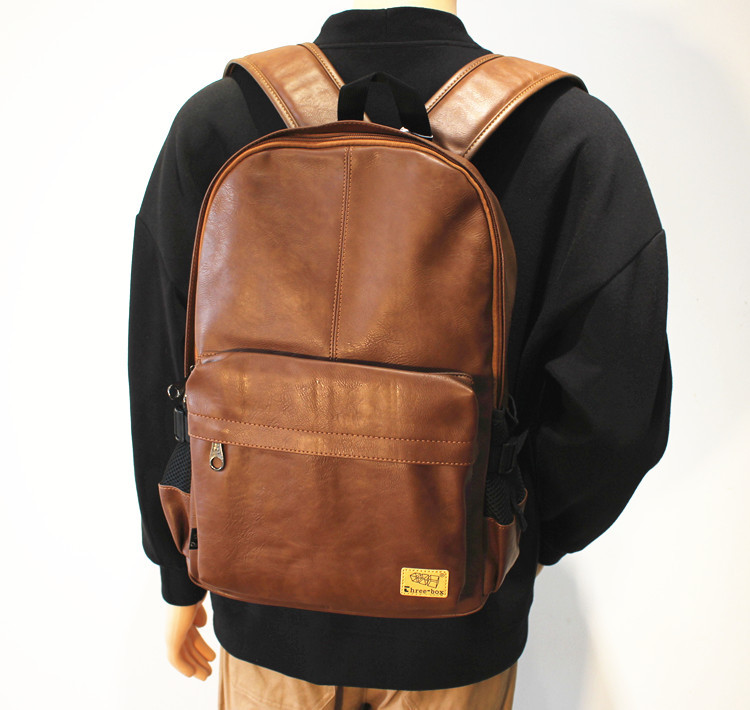 VICTORNEST®Leather Men's Backpack Large Capacity Backpack Laptop Bag-VICTORNEST