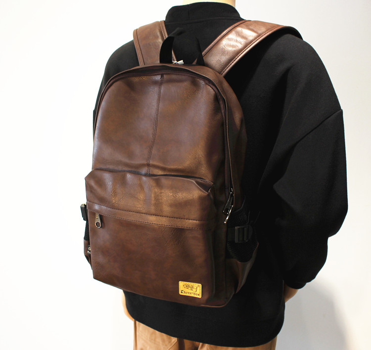 VICTORNEST®Leather Men's Backpack Large Capacity Backpack Laptop Bag-VICTORNEST