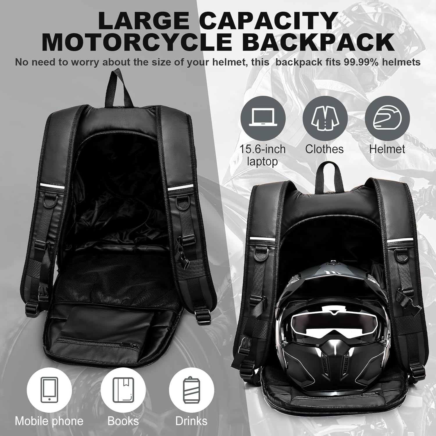 VICTORNEST®Motorcycle Backpack,Waterproof Helmet Backpack for Men
