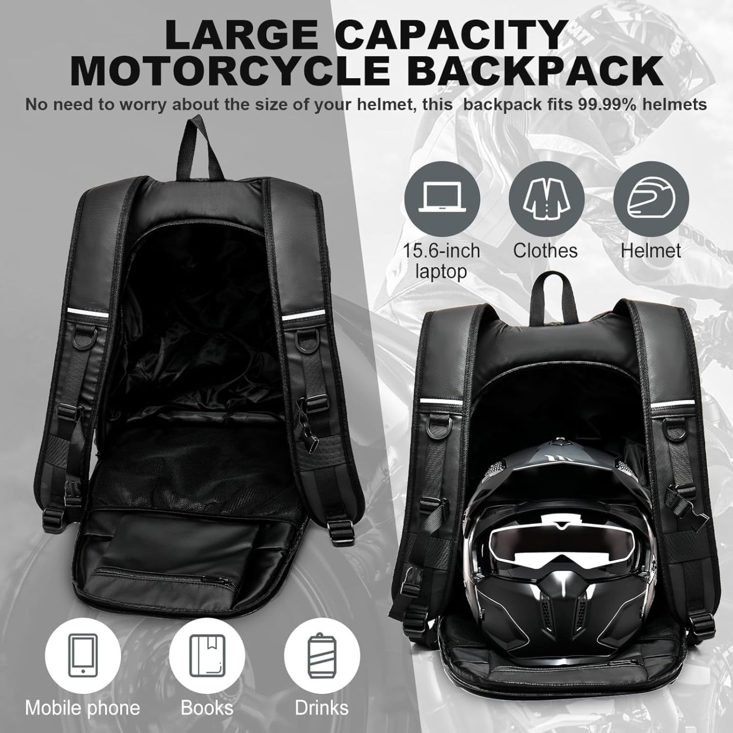VICTORNEST®Motorcycle Backpack,Waterproof Helmet Backpack for Men