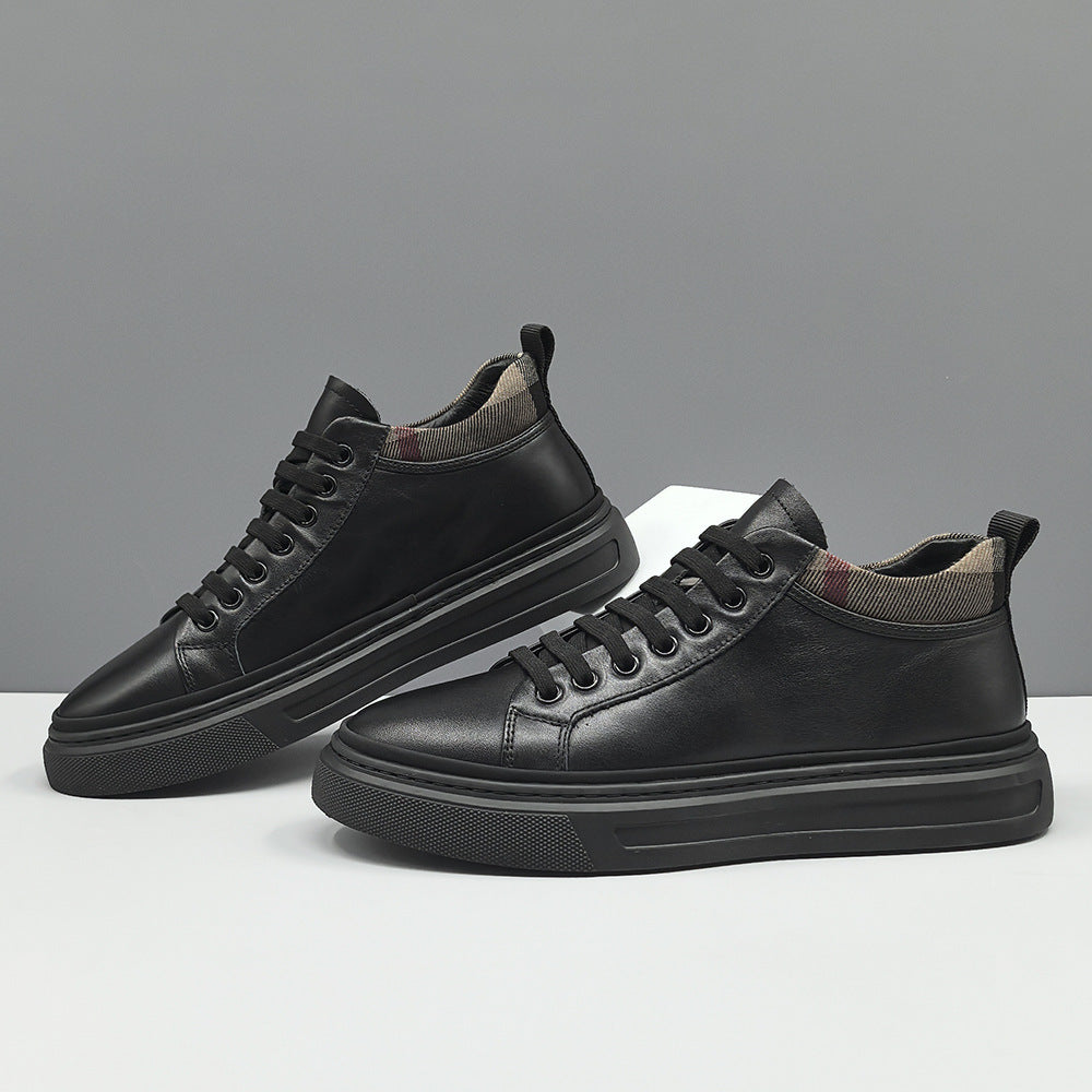 Scarpe casual piatte semplici da uomo in pelle solida