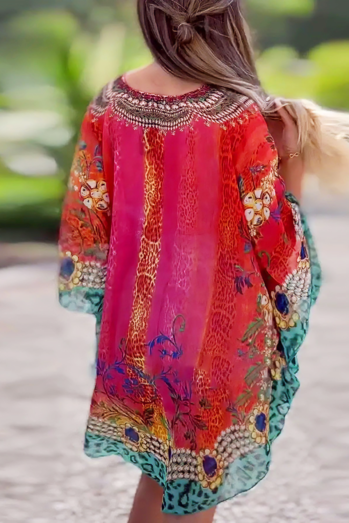 V-neck bohemian style printed loose-fitting cardigan top(BUY 2 FREE SHIPPING)