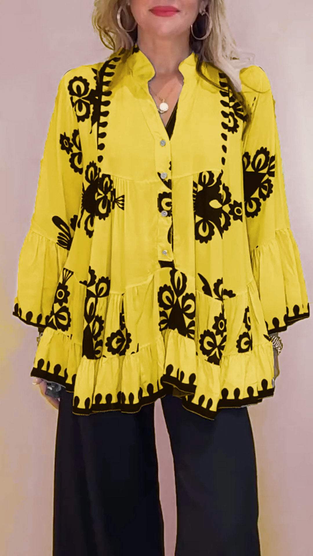 Summer High-End Sense Lightweight Mature V-Neck Casual Printed Top（Buy 2 Free Shipping)