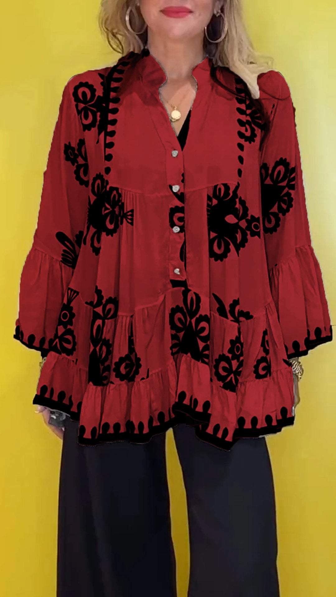 Summer High-End Sense Lightweight Mature V-Neck Casual Printed Top（Buy 2 Free Shipping)