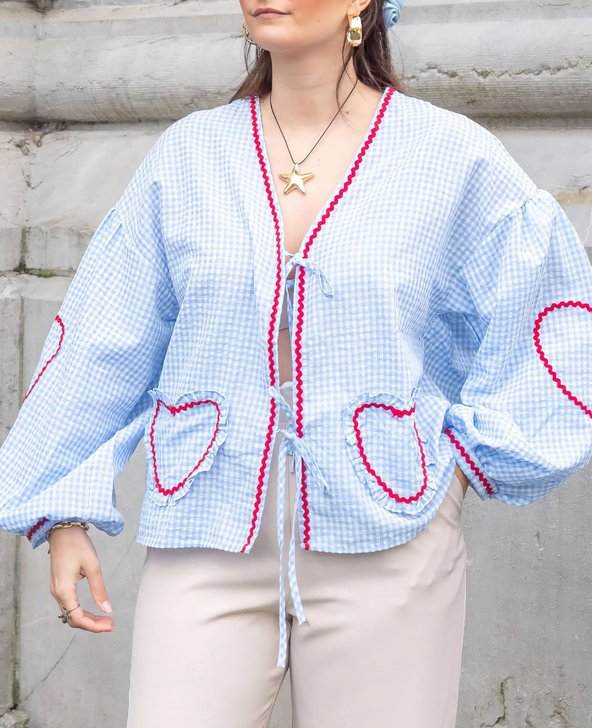 🔥2025 NEW STYLE🔥 Plaid Heart Lace-Up Shirt(BUY 2 FREE SHIPPING)