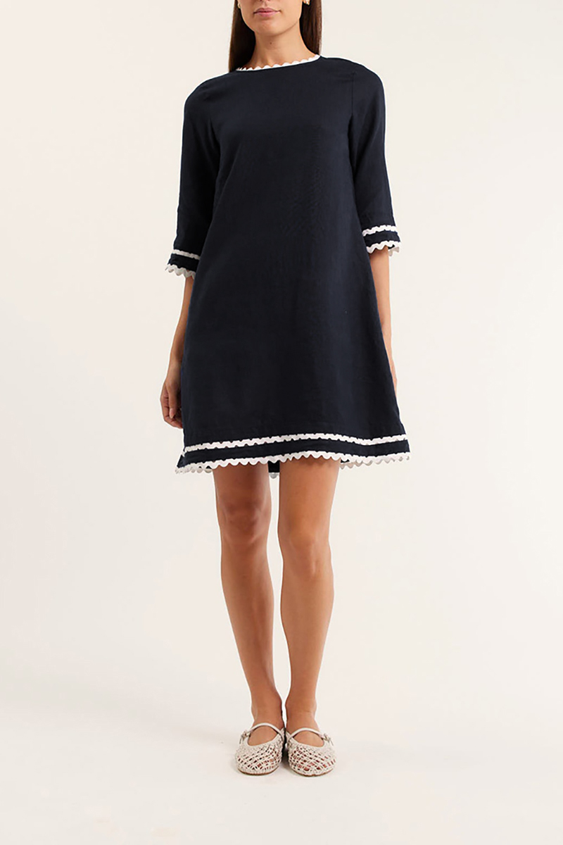 Lace-trimmed short-sleeved loose dress（BUY 2 FREE SHIPPING)