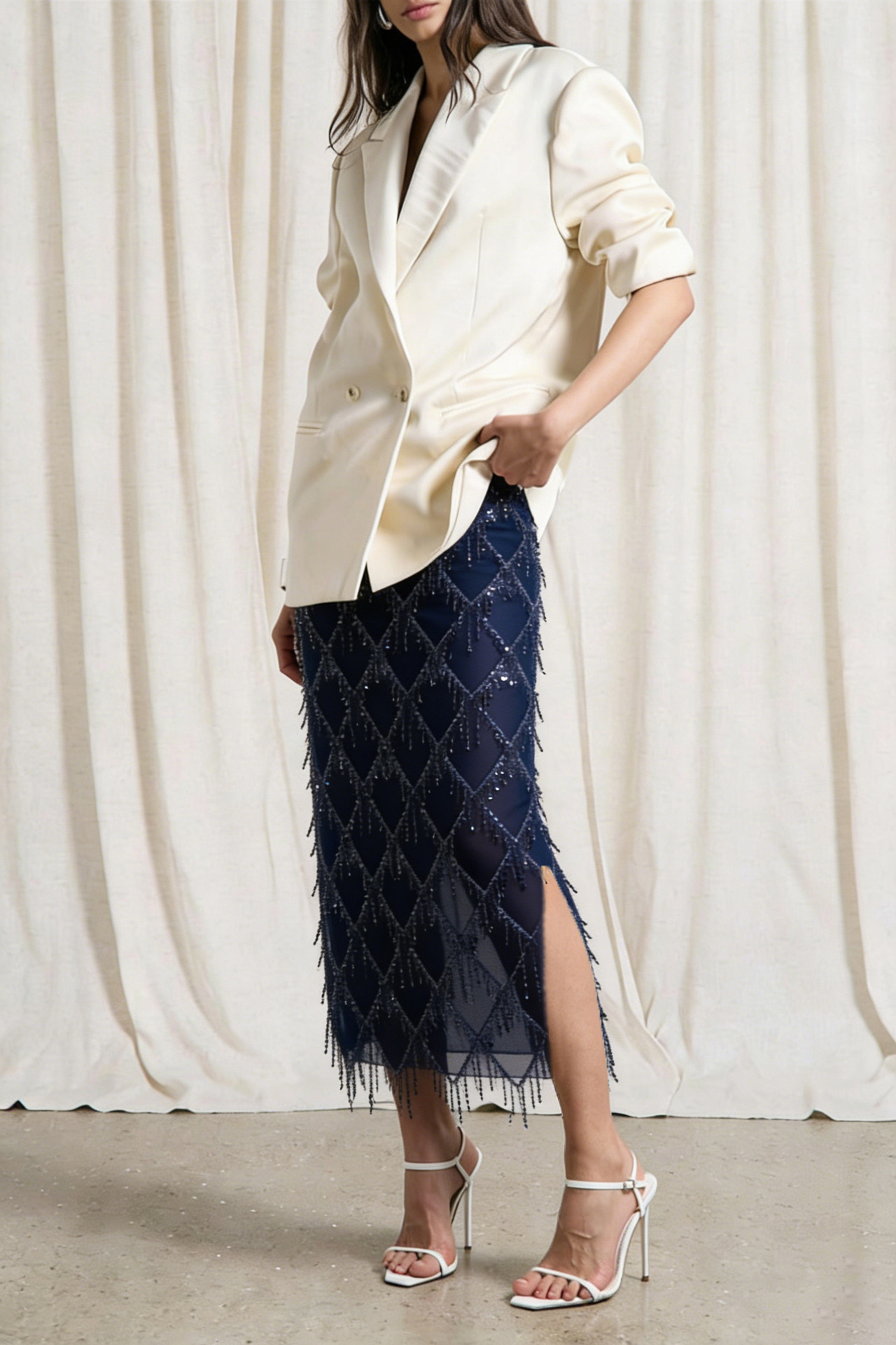 Beaded Crystal Mesh Overlay Skirt（BUY 2 FREE SHIPPING)